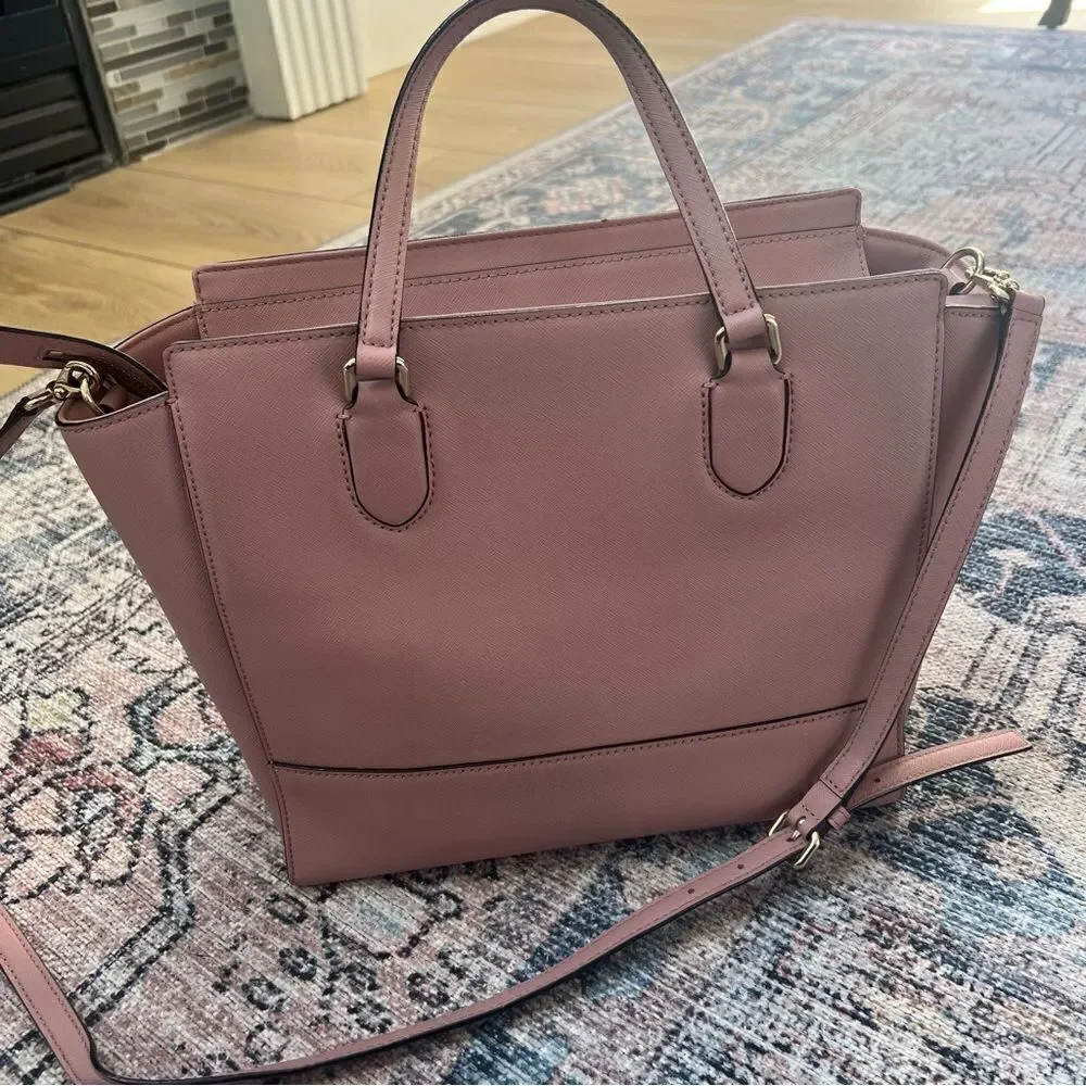 Kate Spade Hadlee Laurel Way Dusty Peony Pink Leather Handbag Purse Satchel